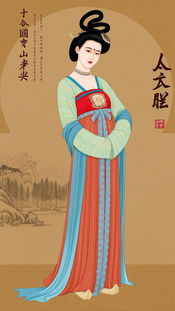 以中国文献内容做参考画一幅商朝全身照美女，背景要体现当时文化，服装要穿当时朝代的，人物要像真人