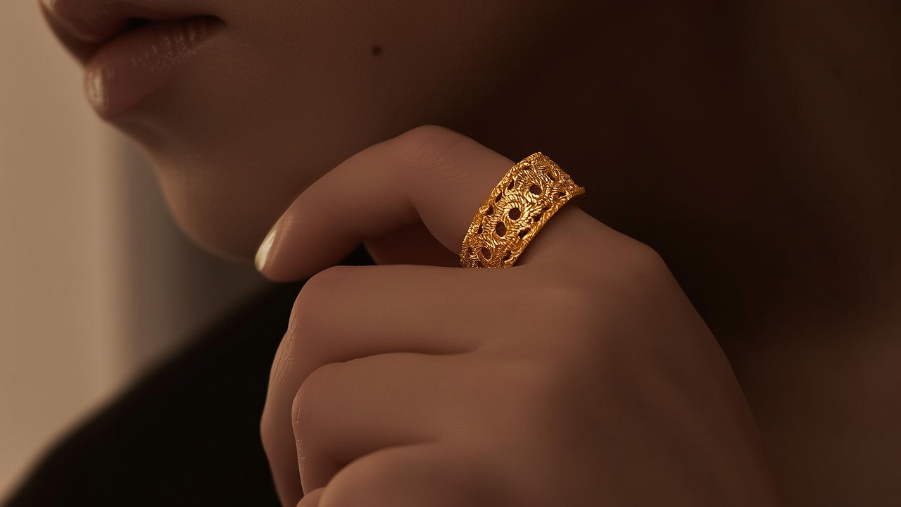 活口金戒指图片