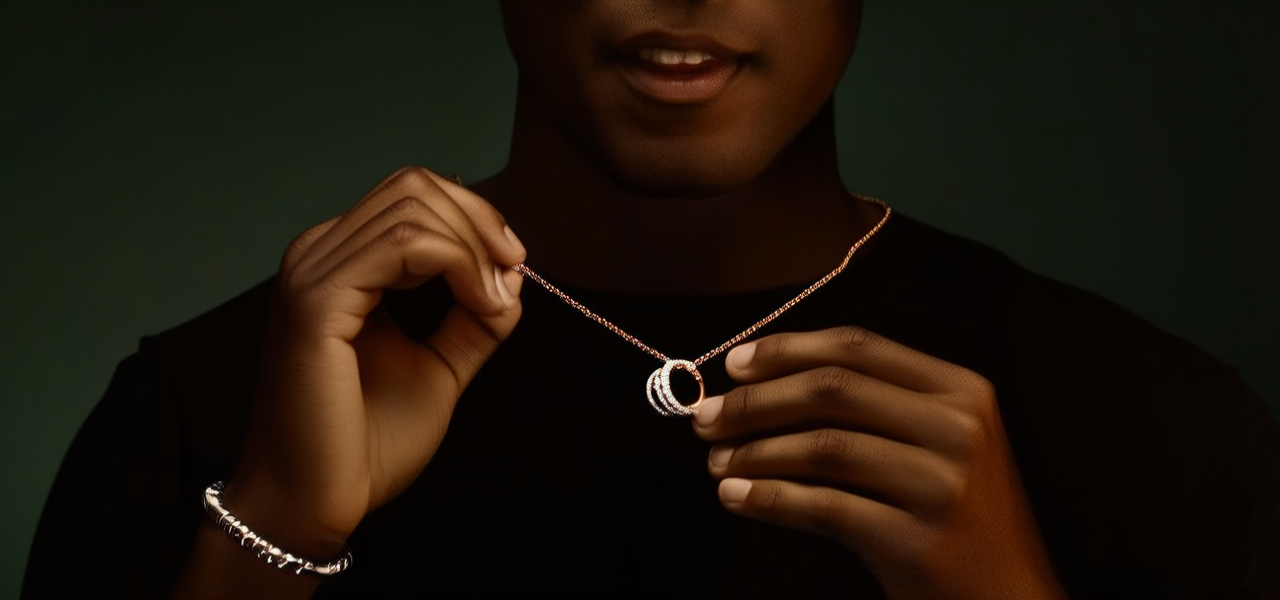 铂金项链佩戴图片