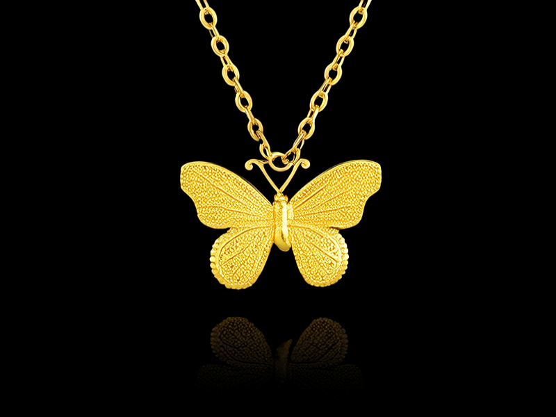 蝴蝶黄金项链图片