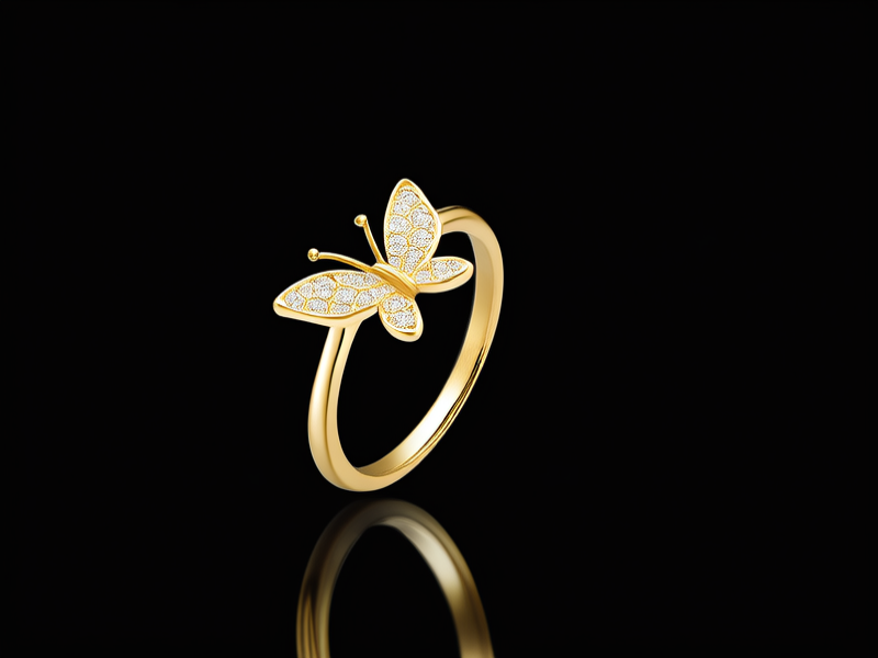 蝴蝶结金戒指图片