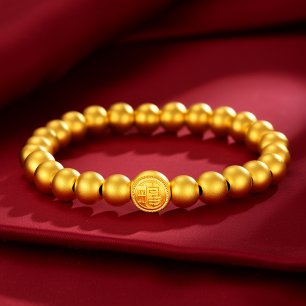 转运珠黄金手链图片