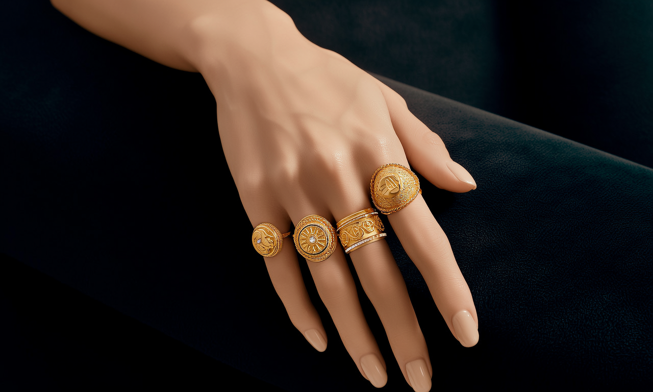 戴满金戒指的手图片 戴满金戒指的手图片