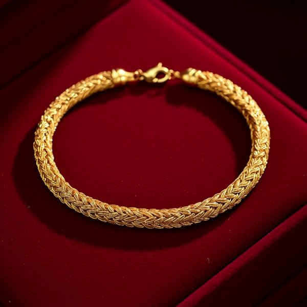 黄金手编手链款式图片